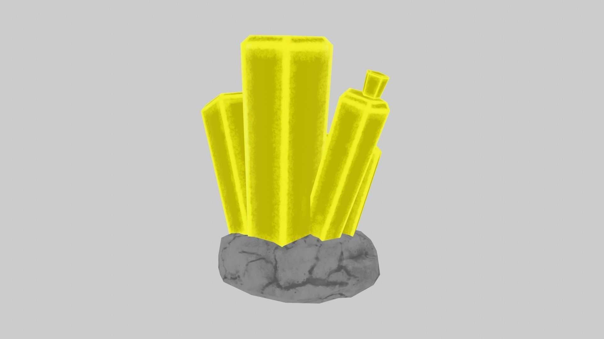 Yellow Stylized Rock Crystal Cluster Version 2 Low-poly 3D model_1