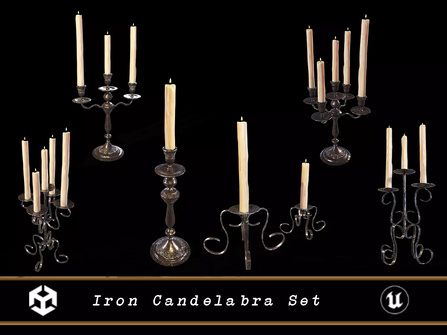 Iron Candelabra Set 3D Model Collection_0