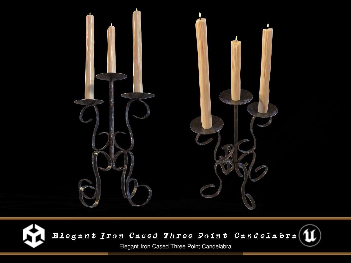 Iron Candelabra Set 3D Model Collection_11