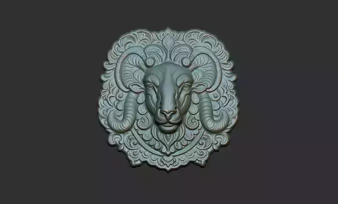 Sheep Pendant Bas Relief 01