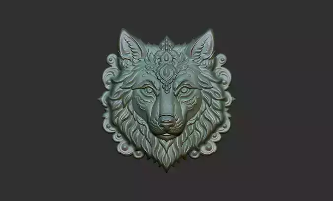 Wolf Pendant Bas Relief 02