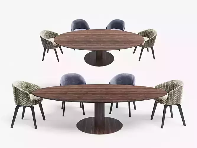 dining Modern chair combination table 3D model