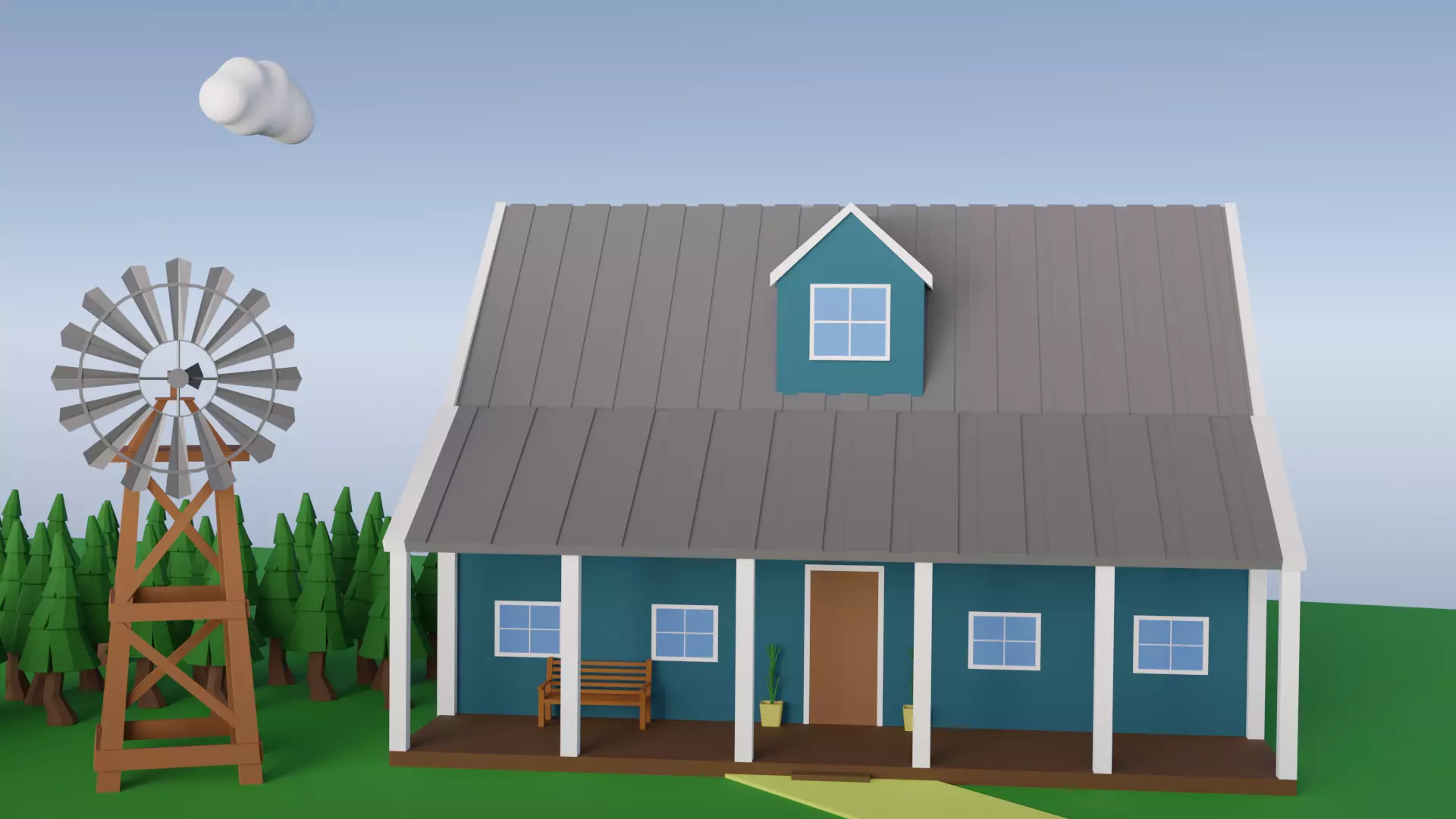 Low Poly Farm Low-poly 3D model_0