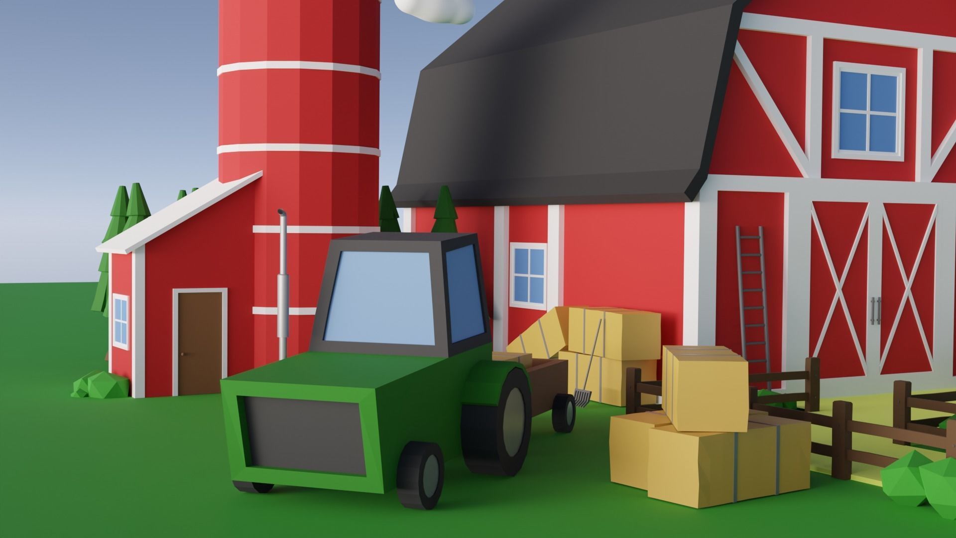 Low Poly Farm Low-poly 3D model_1