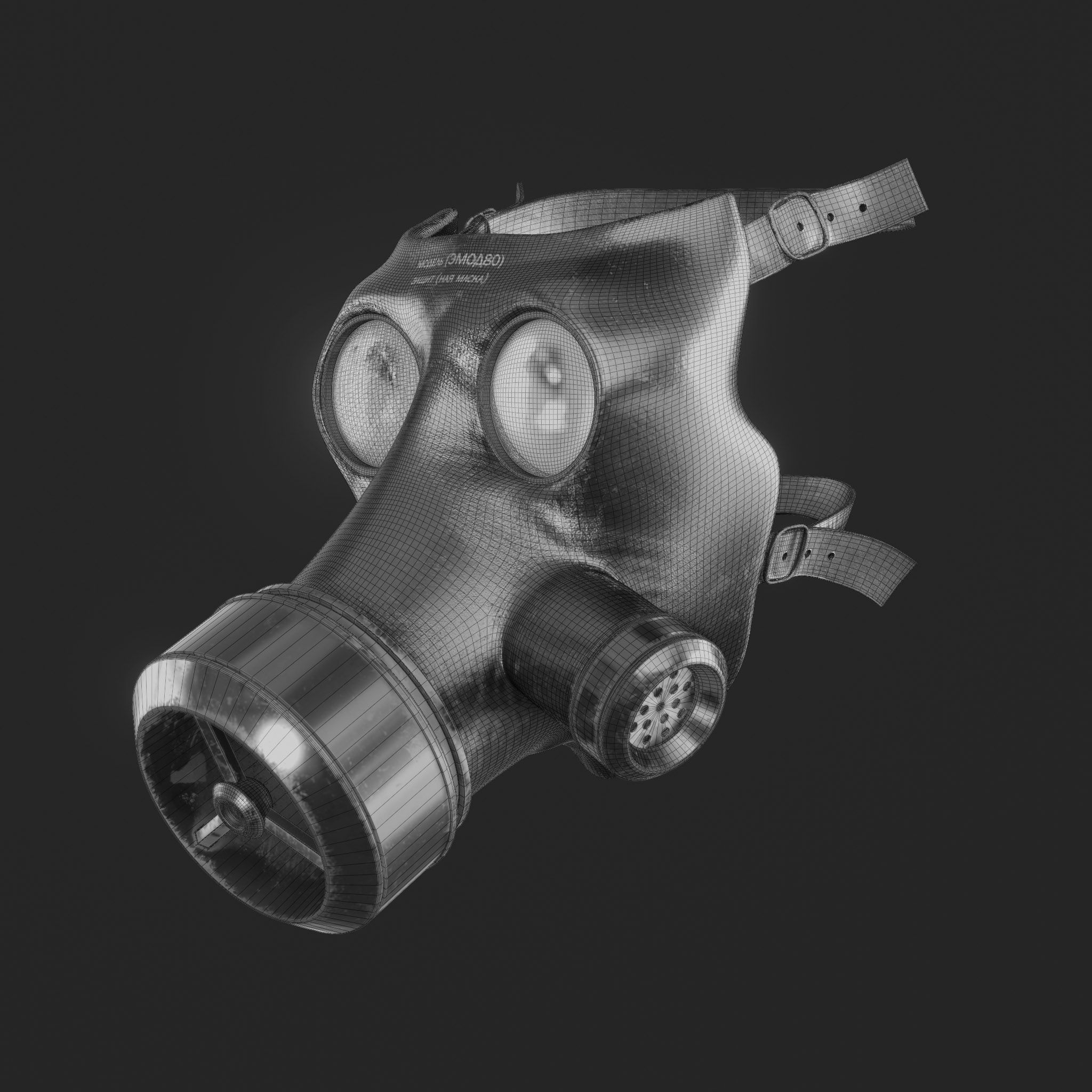 Gas Mask Military Low-poly 3D model_10
