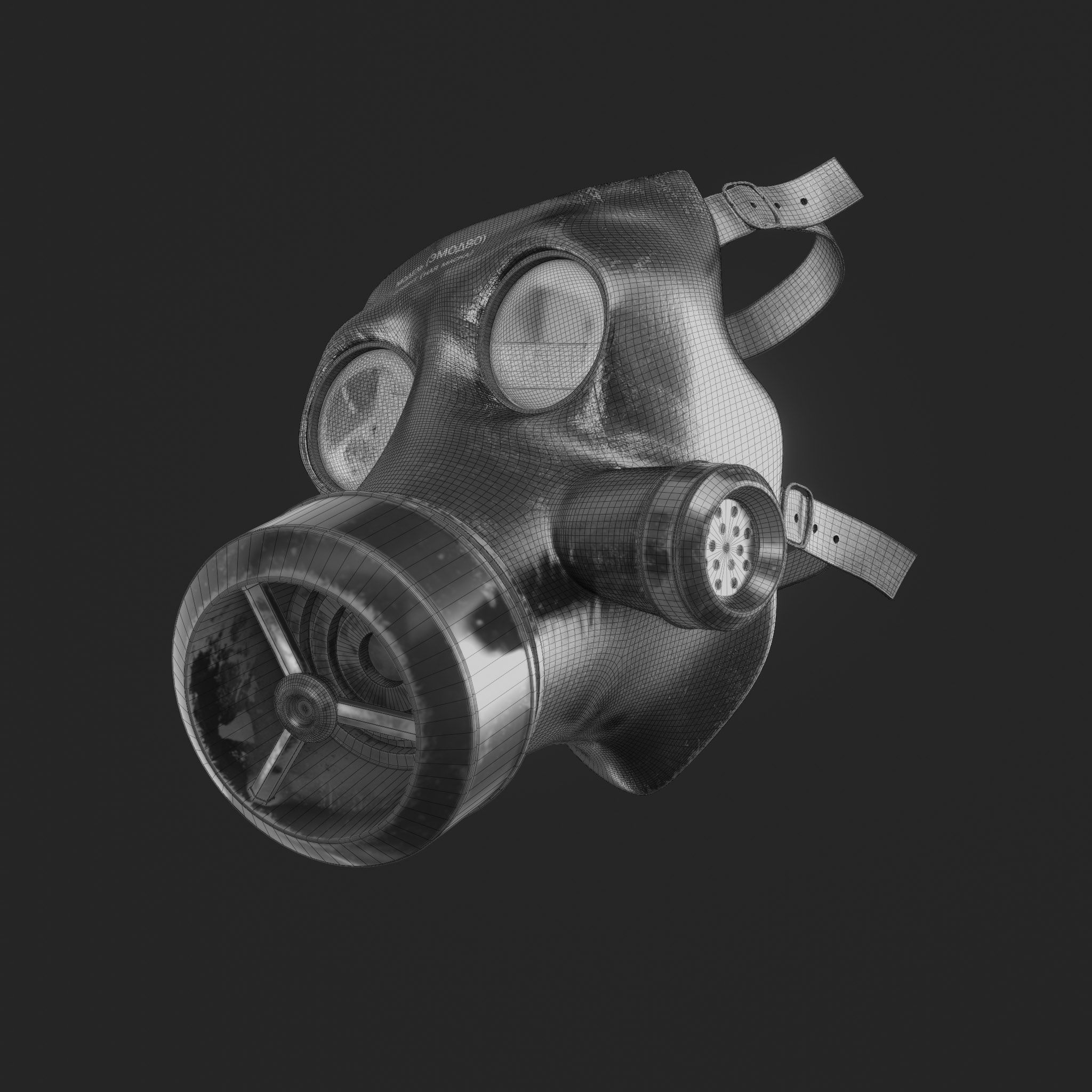 Gas Mask Military Low-poly 3D model_13