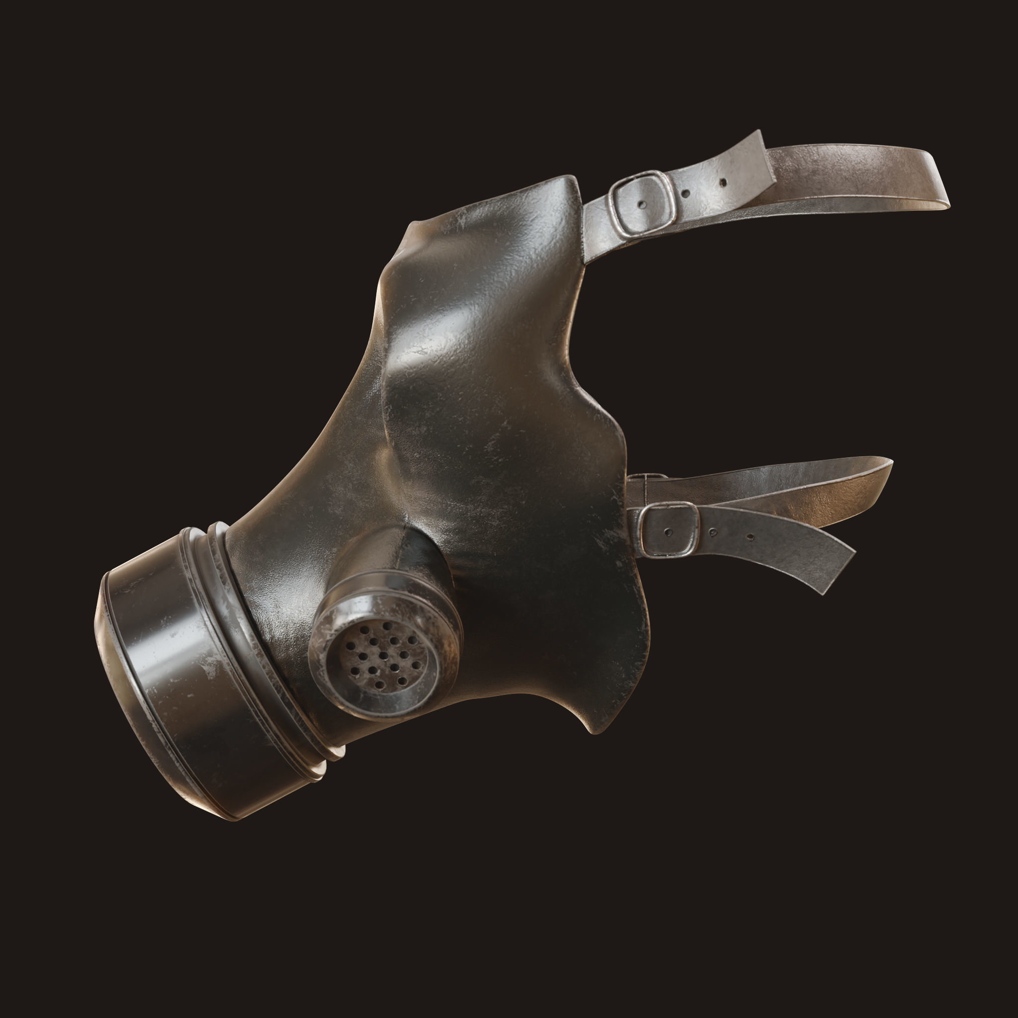 Gas Mask Military Low-poly 3D model_4