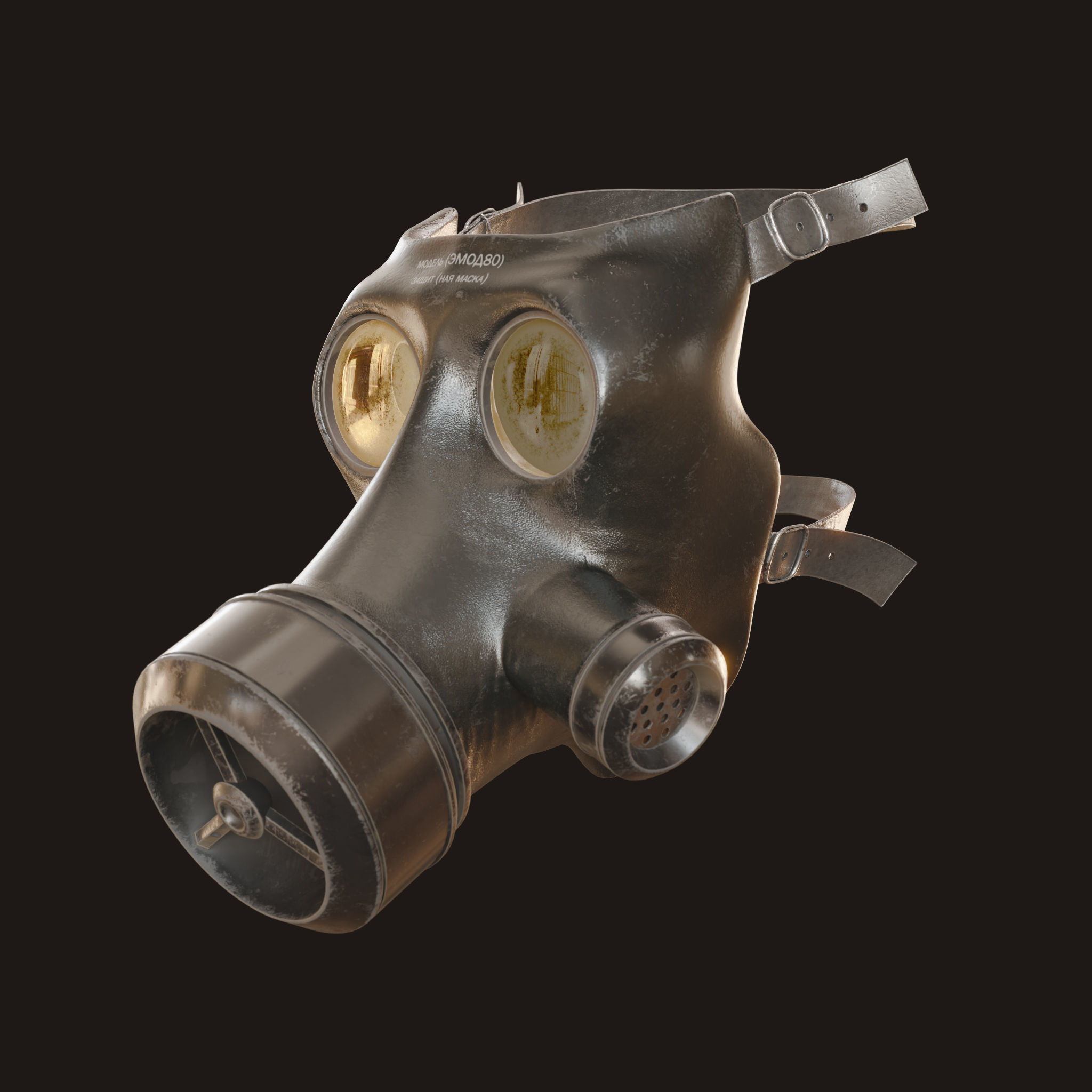 Gas Mask Military Low-poly 3D model_3