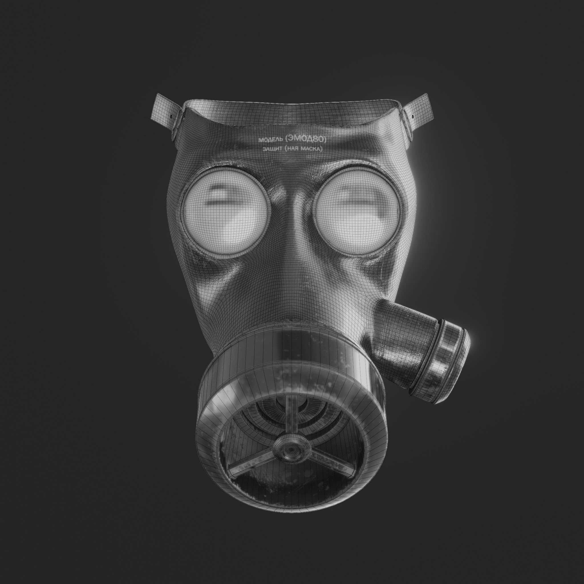 Gas Mask Military Low-poly 3D model_9