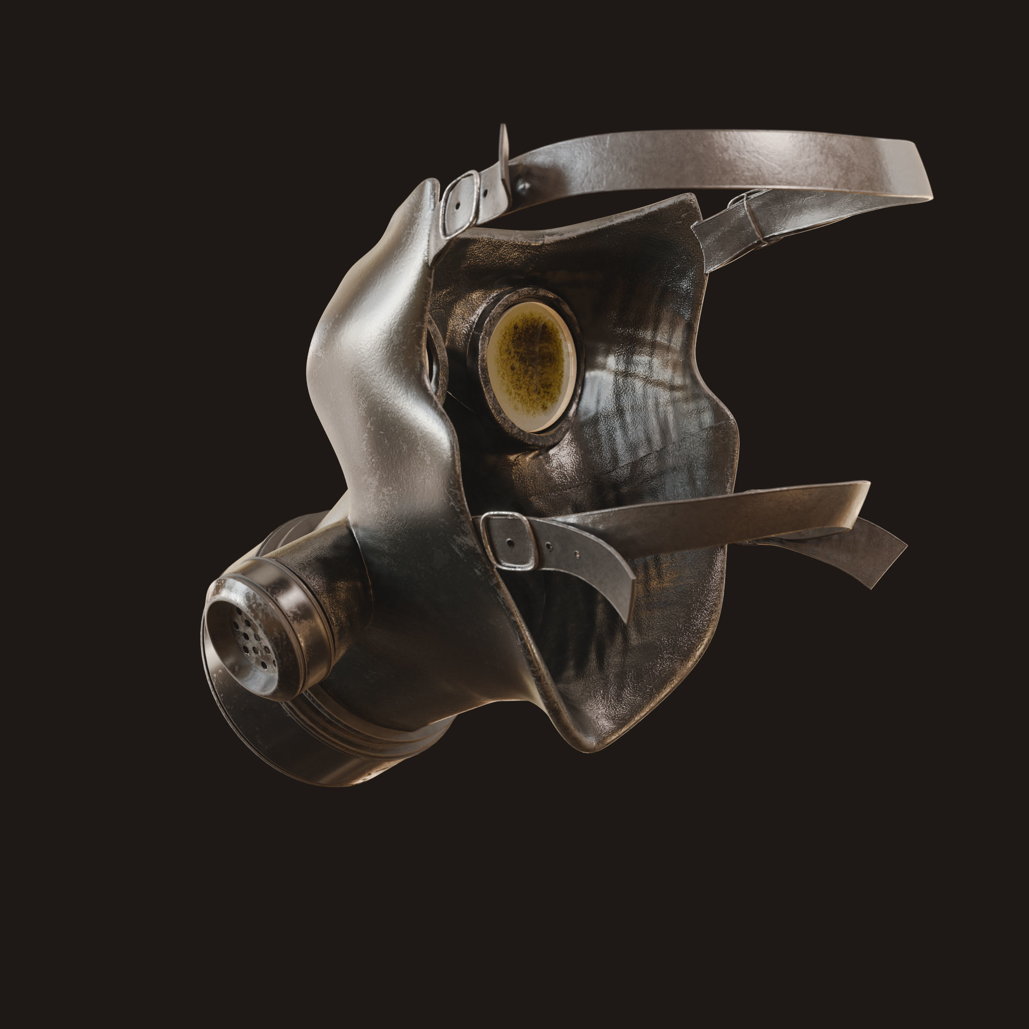 Gas Mask Military Low-poly 3D model_5