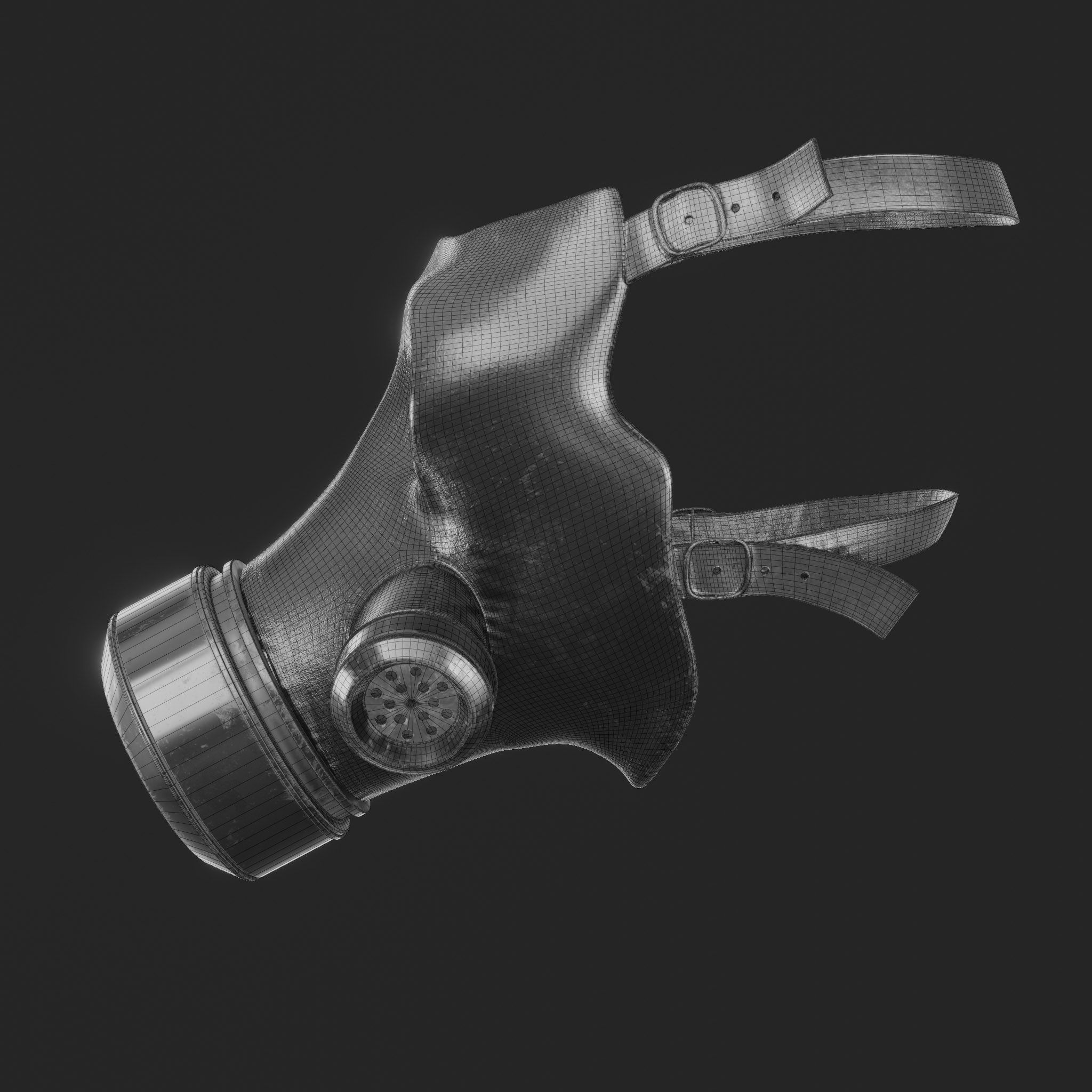 Gas Mask Military Low-poly 3D model_11