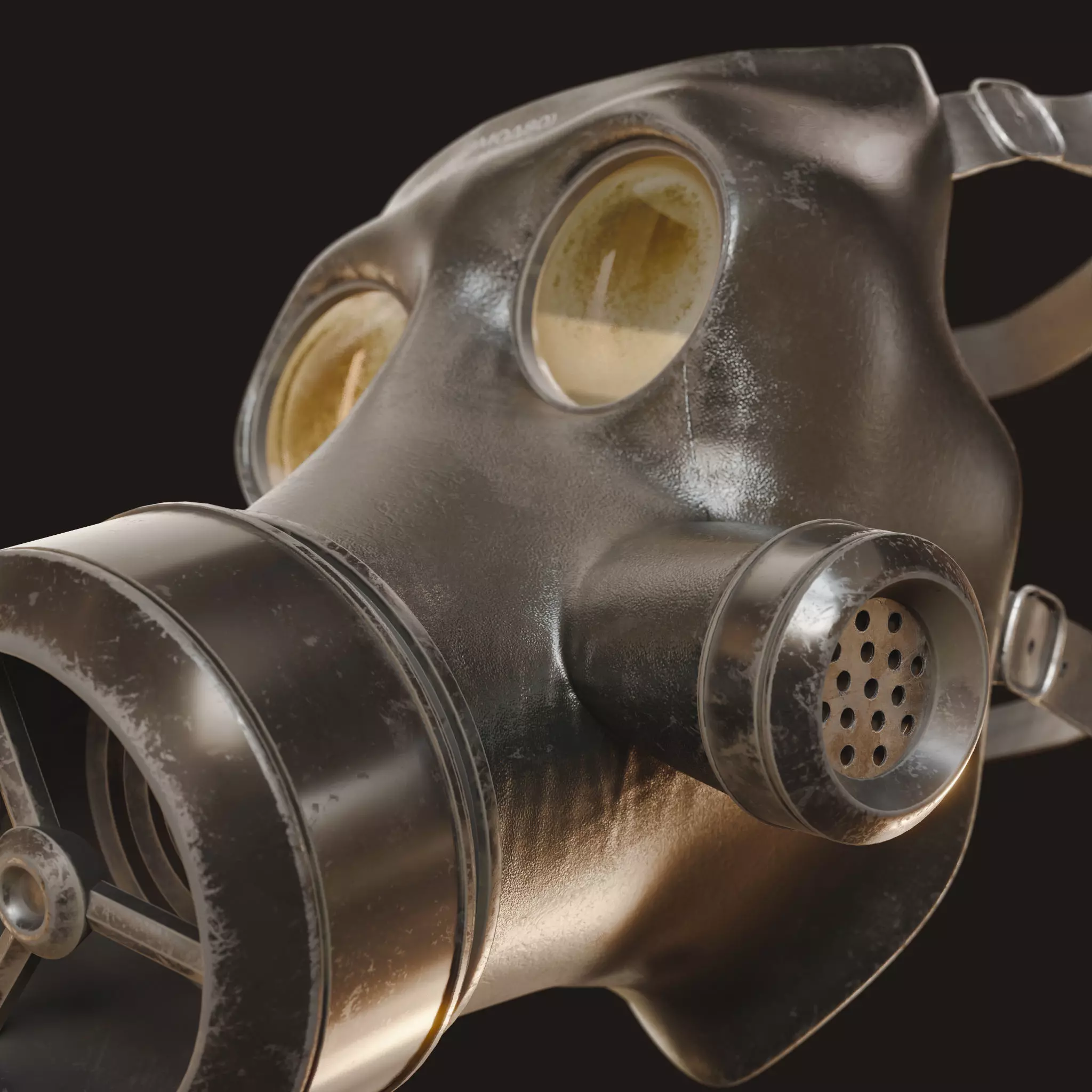 Gas Mask Military Low-poly 3D model_0
