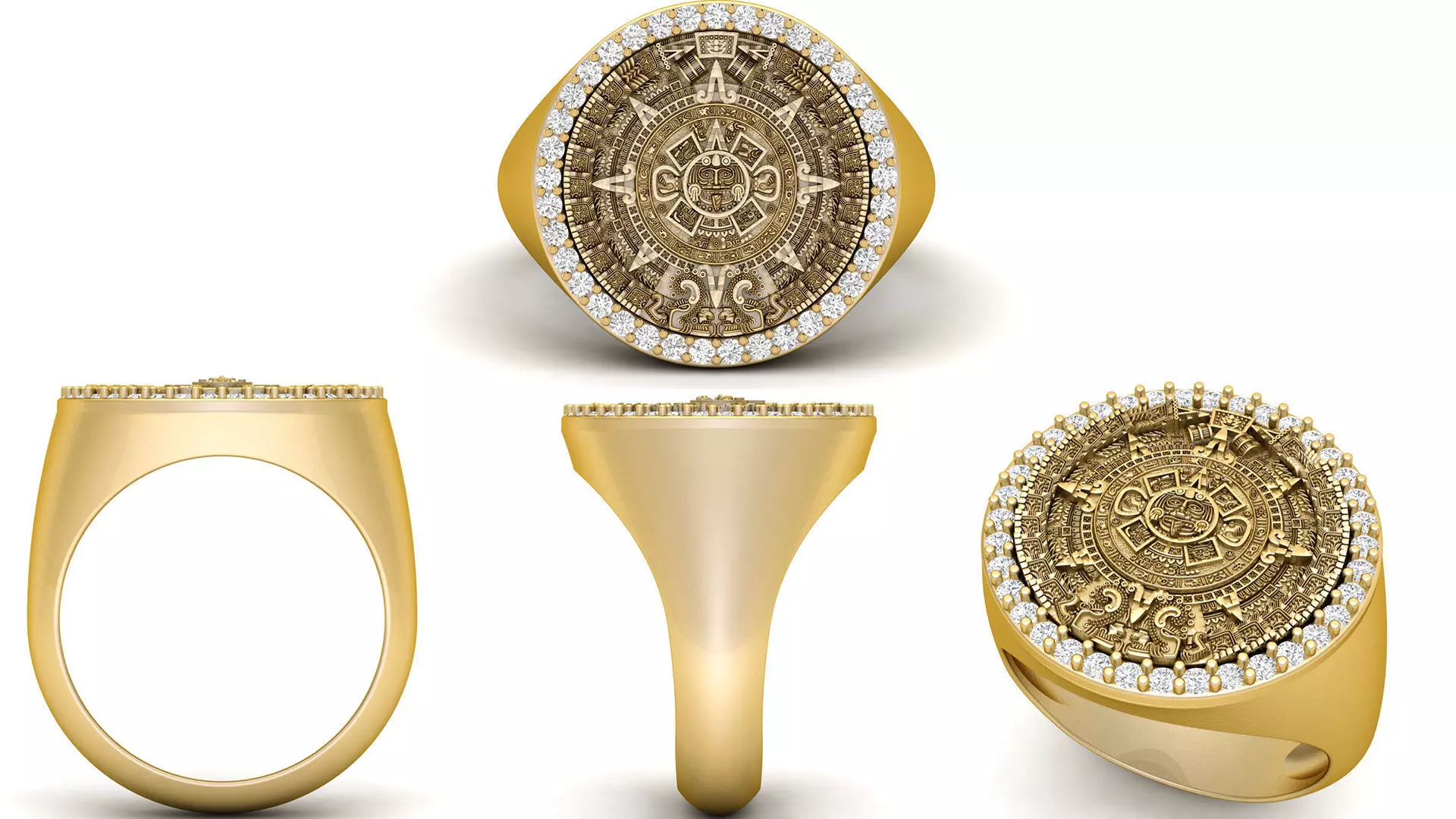 Diamond Mayan Calendar Ring  3D print model_0