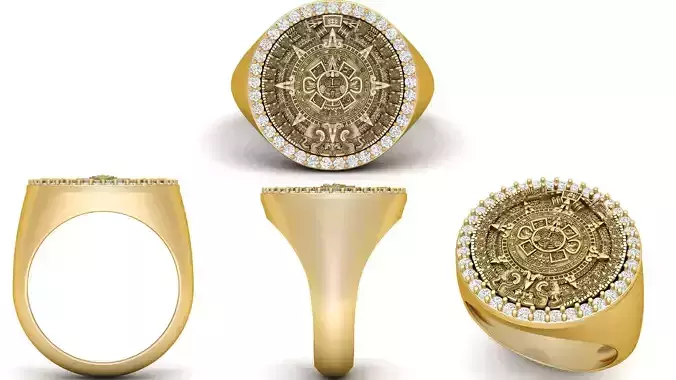 Diamond Mayan Calendar Ring  3D print model