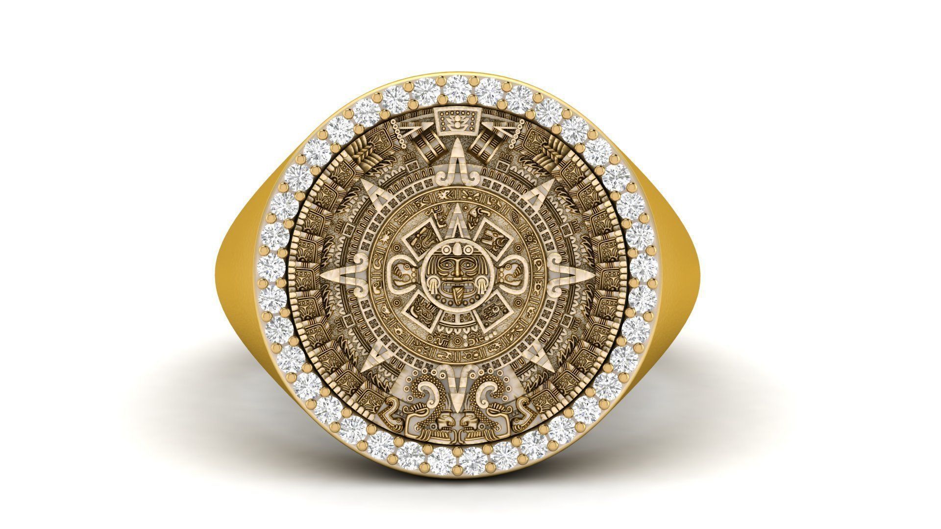 Diamond Mayan Calendar Ring  3D print model_2