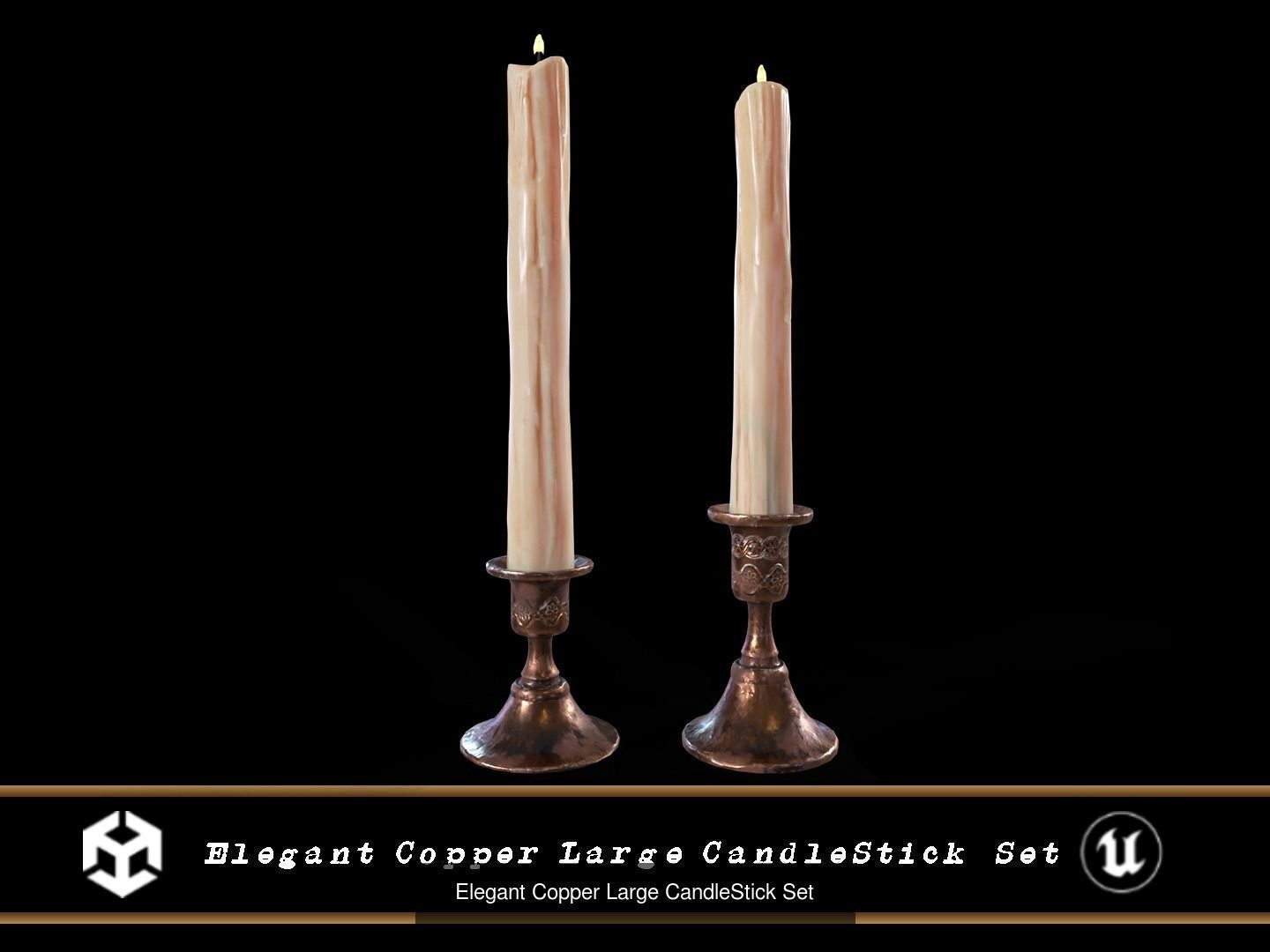 Copper Candleholder Set 3D Model Collection_11