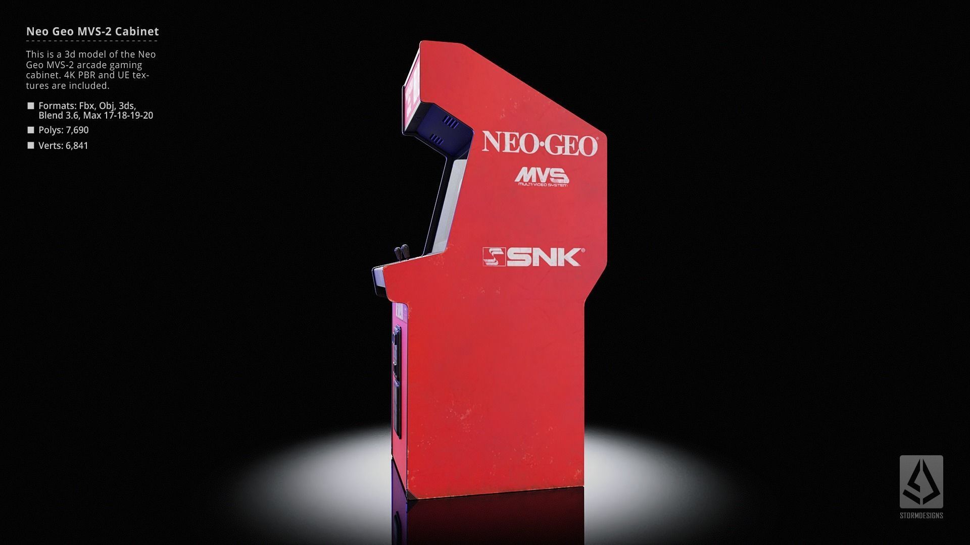 Neo Geo MVS-2 Upright Arcade Gaming Cabinet Low-poly 3D model_2