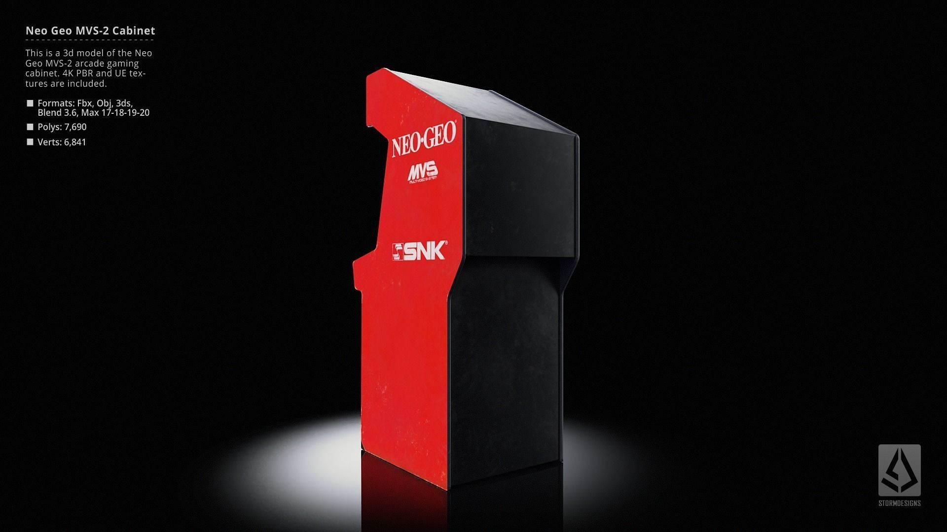 Neo Geo MVS-2 Upright Arcade Gaming Cabinet Low-poly 3D model_3