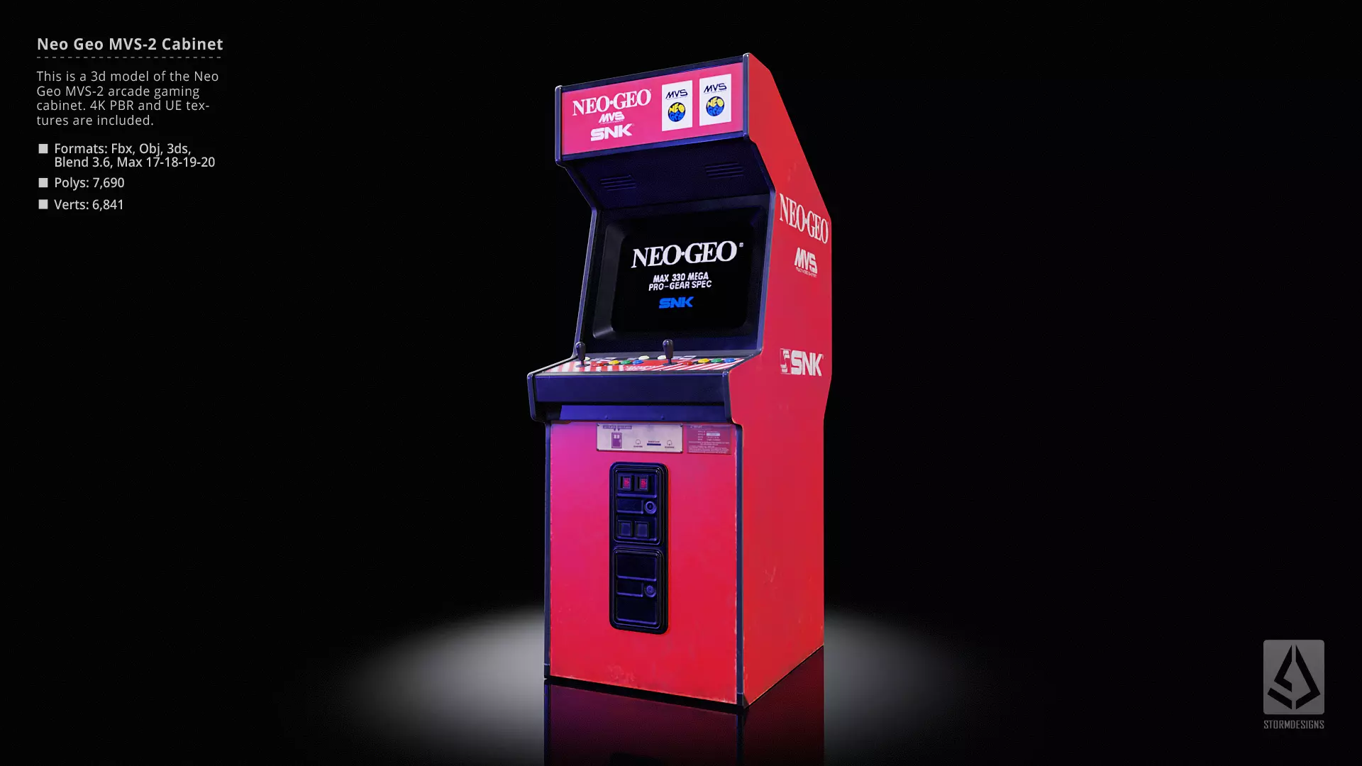 Neo Geo MVS-2 Upright Arcade Gaming Cabinet Low-poly 3D model_0