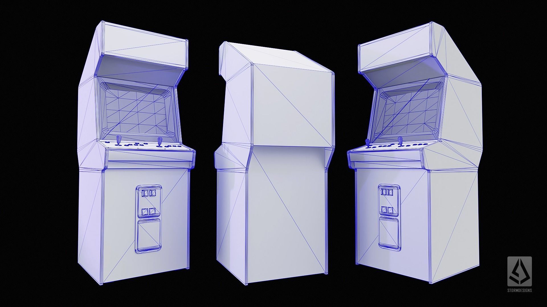 Neo Geo MVS-2 Upright Arcade Gaming Cabinet Low-poly 3D model_9