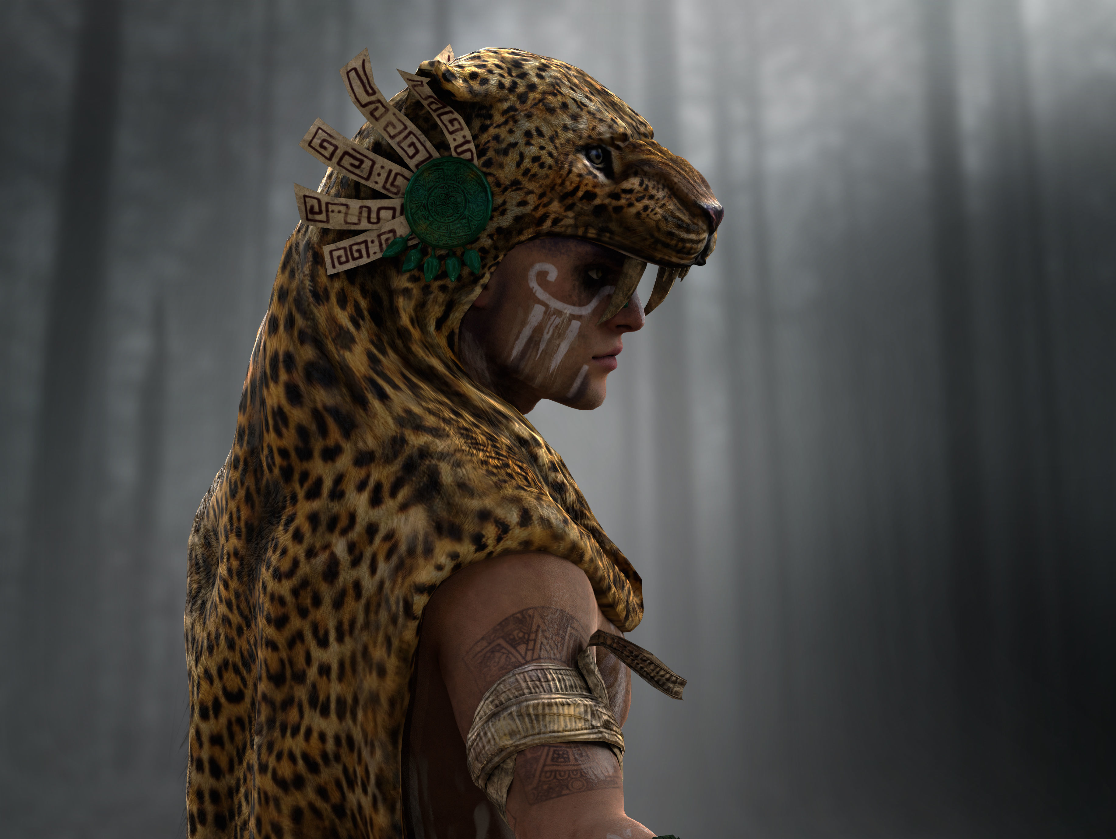 Mayan Warrior Low-poly 3D model_8