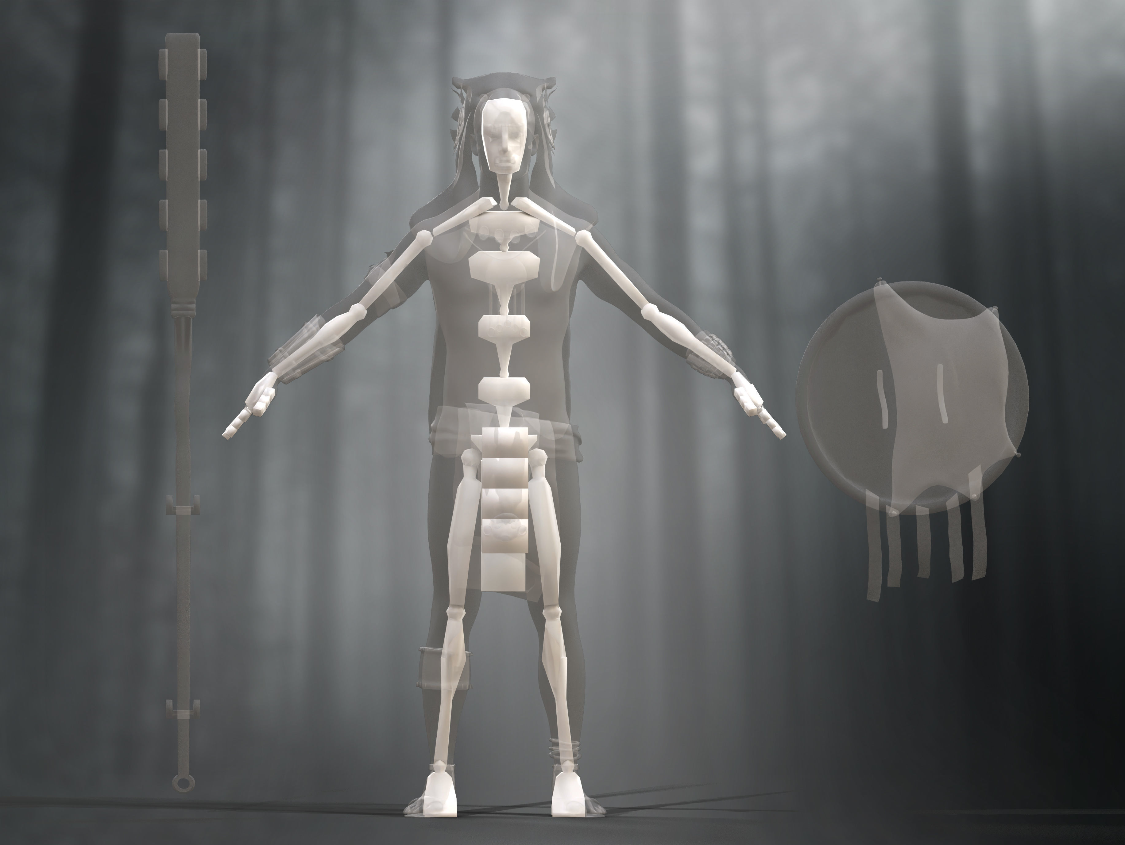 Mayan Warrior Low-poly 3D model_13