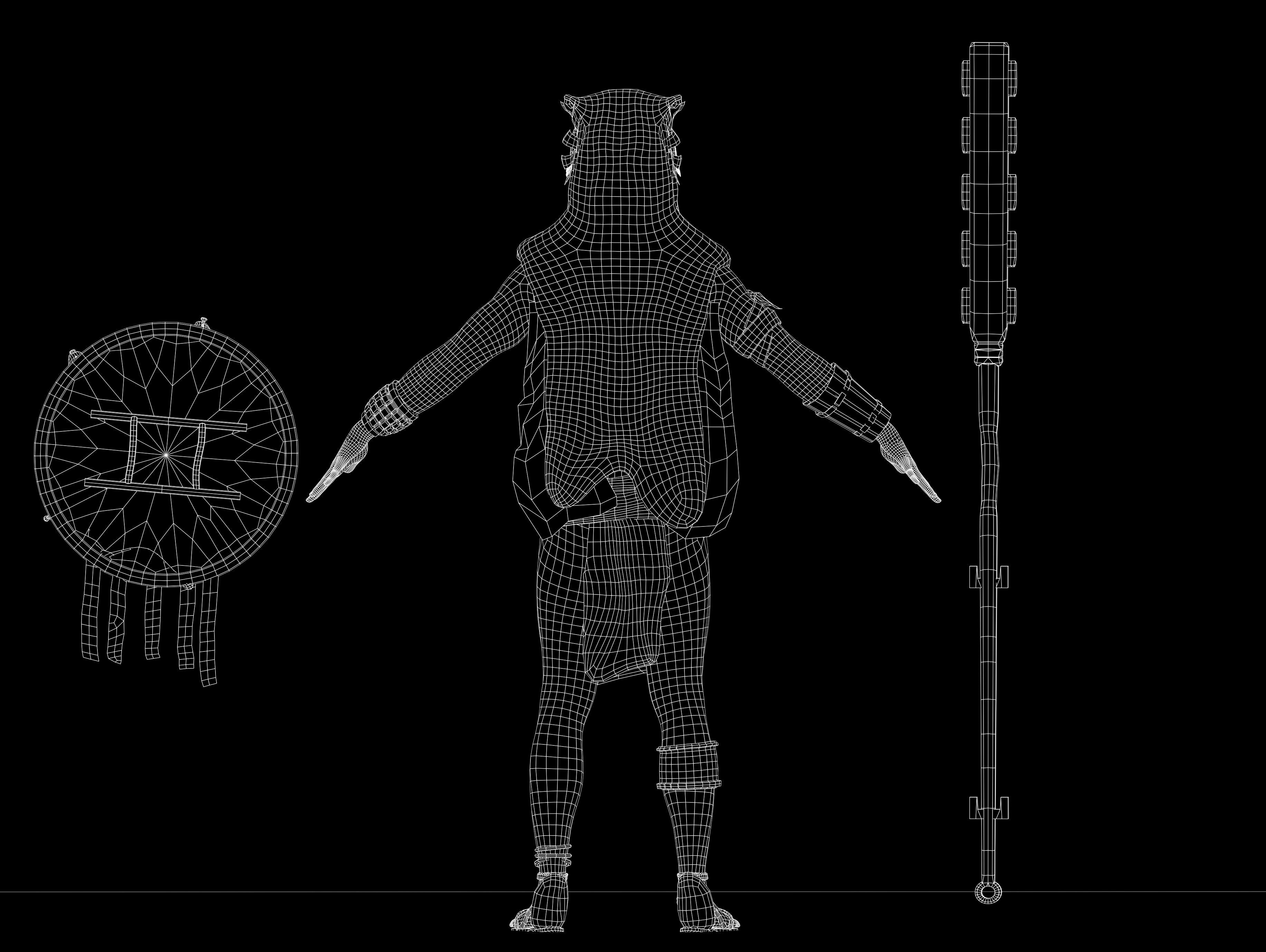 Mayan Warrior Low-poly 3D model_12