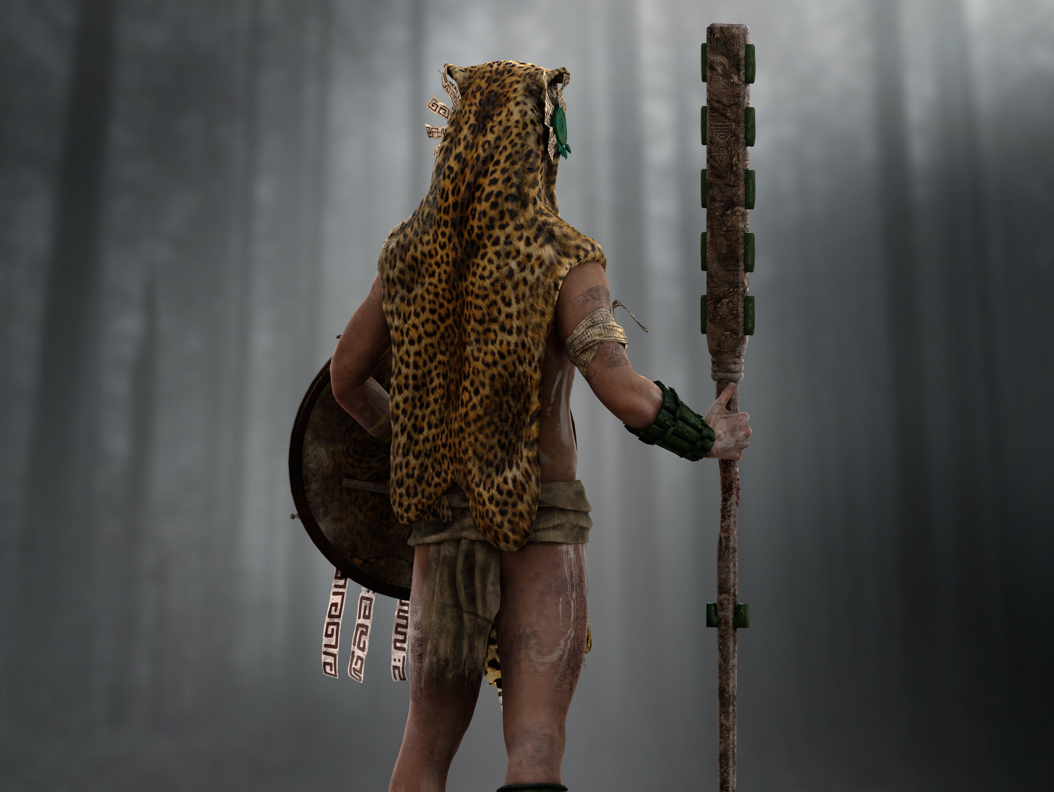 Mayan Warrior Low-poly 3D model_5