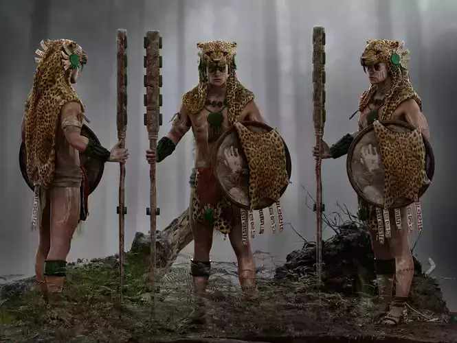 Mayan Warrior Low-poly 3D model