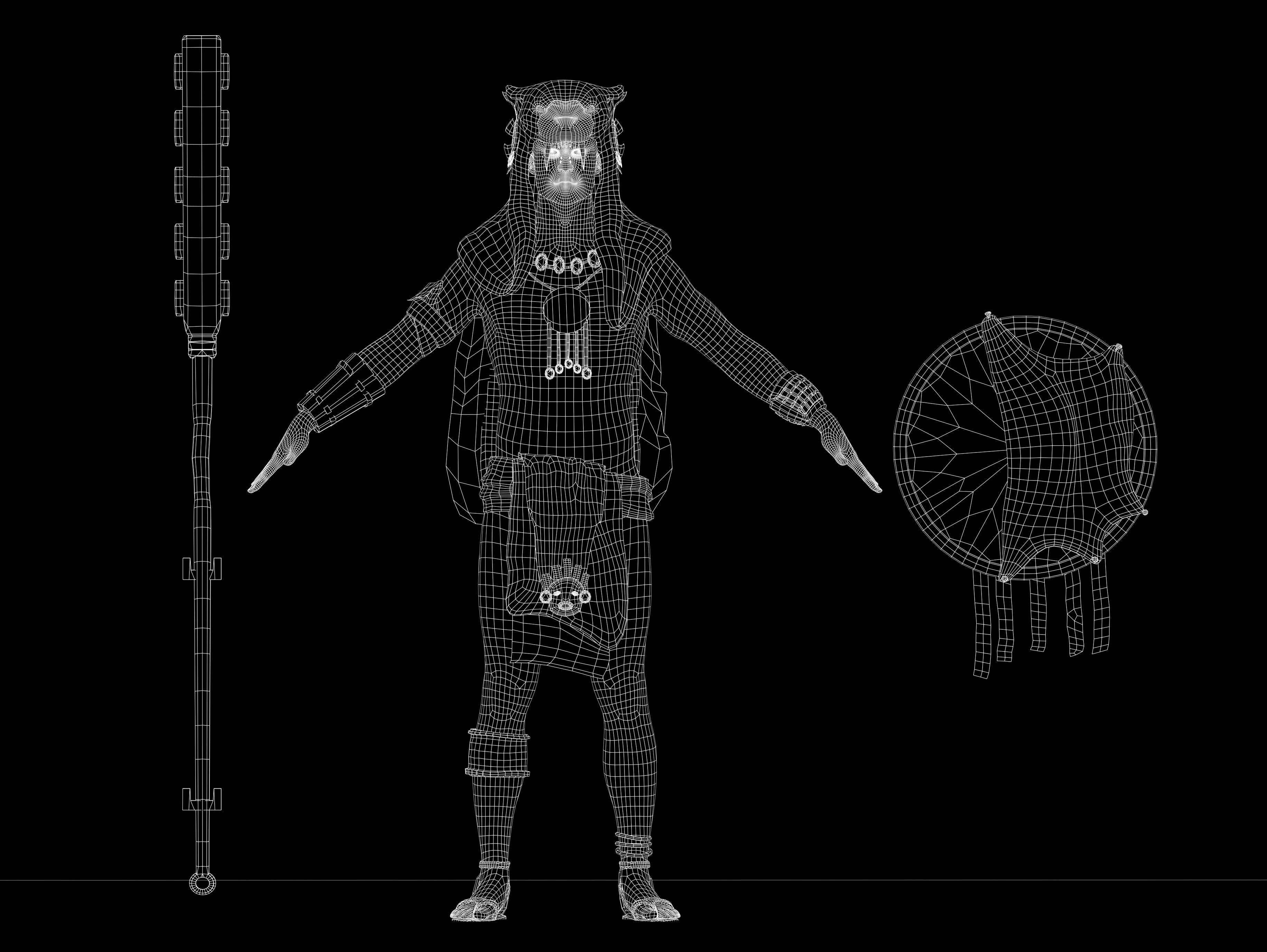 Mayan Warrior Low-poly 3D model_11