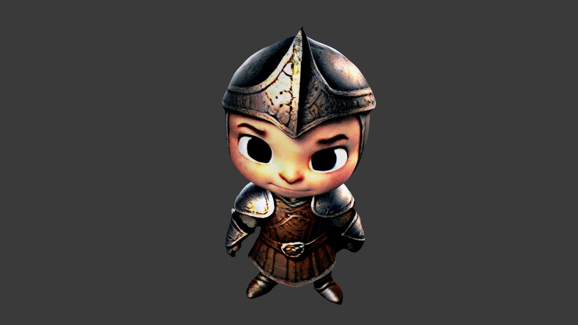 Cartoon Medieval Knight Boy Low-poly 3D model_5
