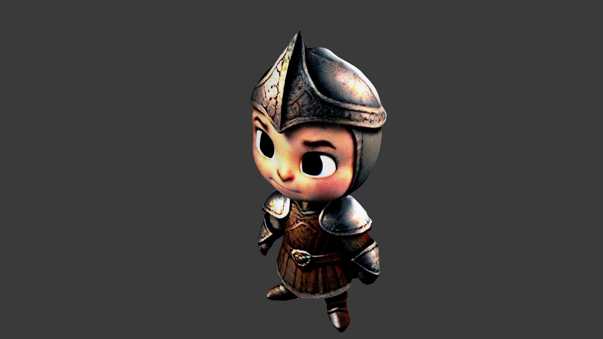 Cartoon Medieval Knight Boy Low-poly 3D model_3