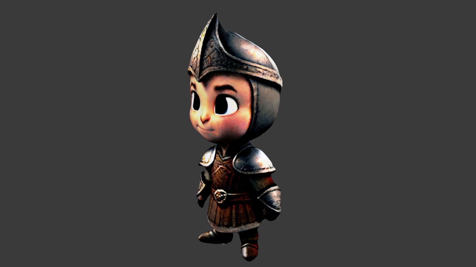 Cartoon Medieval Knight Boy Low-poly 3D model_2