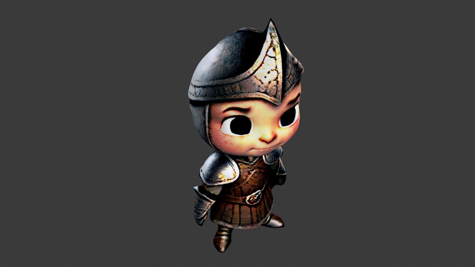 Cartoon Medieval Knight Boy Low-poly 3D model_4