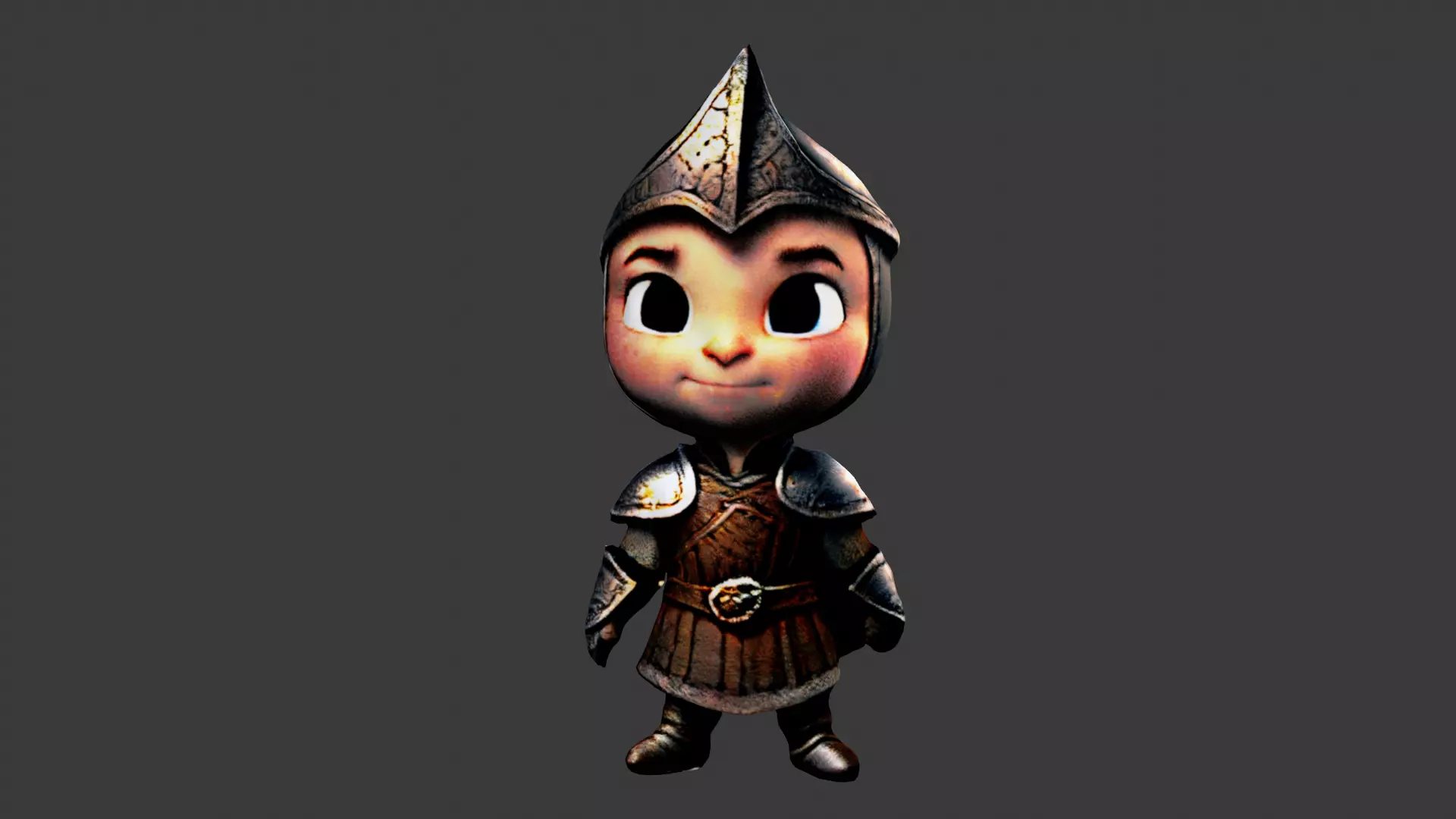 Cartoon Medieval Knight Boy Low-poly 3D model_0