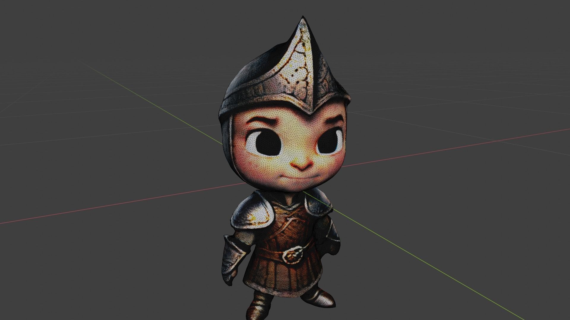 Cartoon Medieval Knight Boy Low-poly 3D model_7