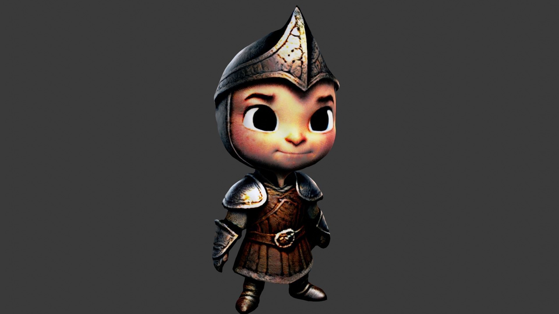 Cartoon Medieval Knight Boy Low-poly 3D model_1