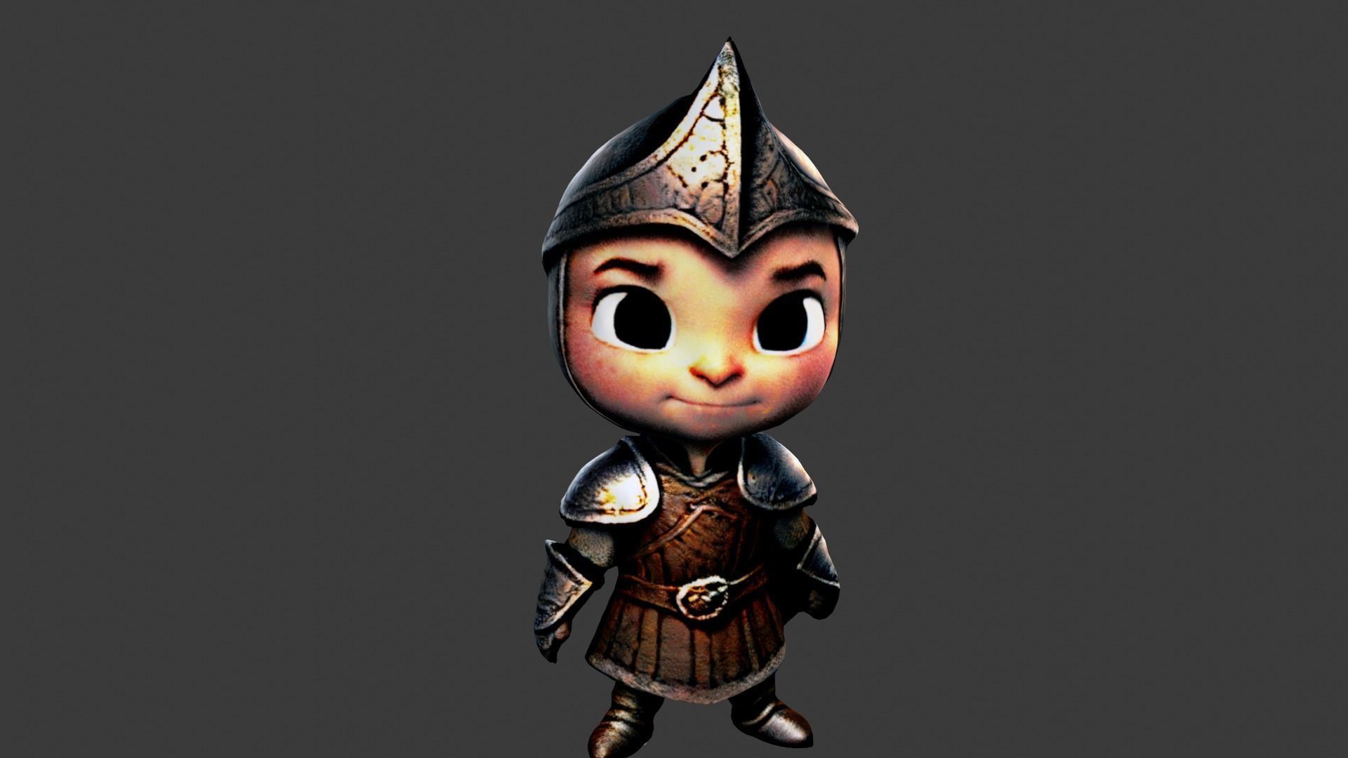 Cartoon Medieval Knight Boy Low-poly 3D model_6