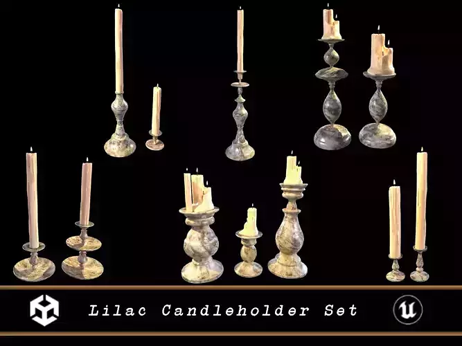 Lilac Candleholder Set 3D Model Collection