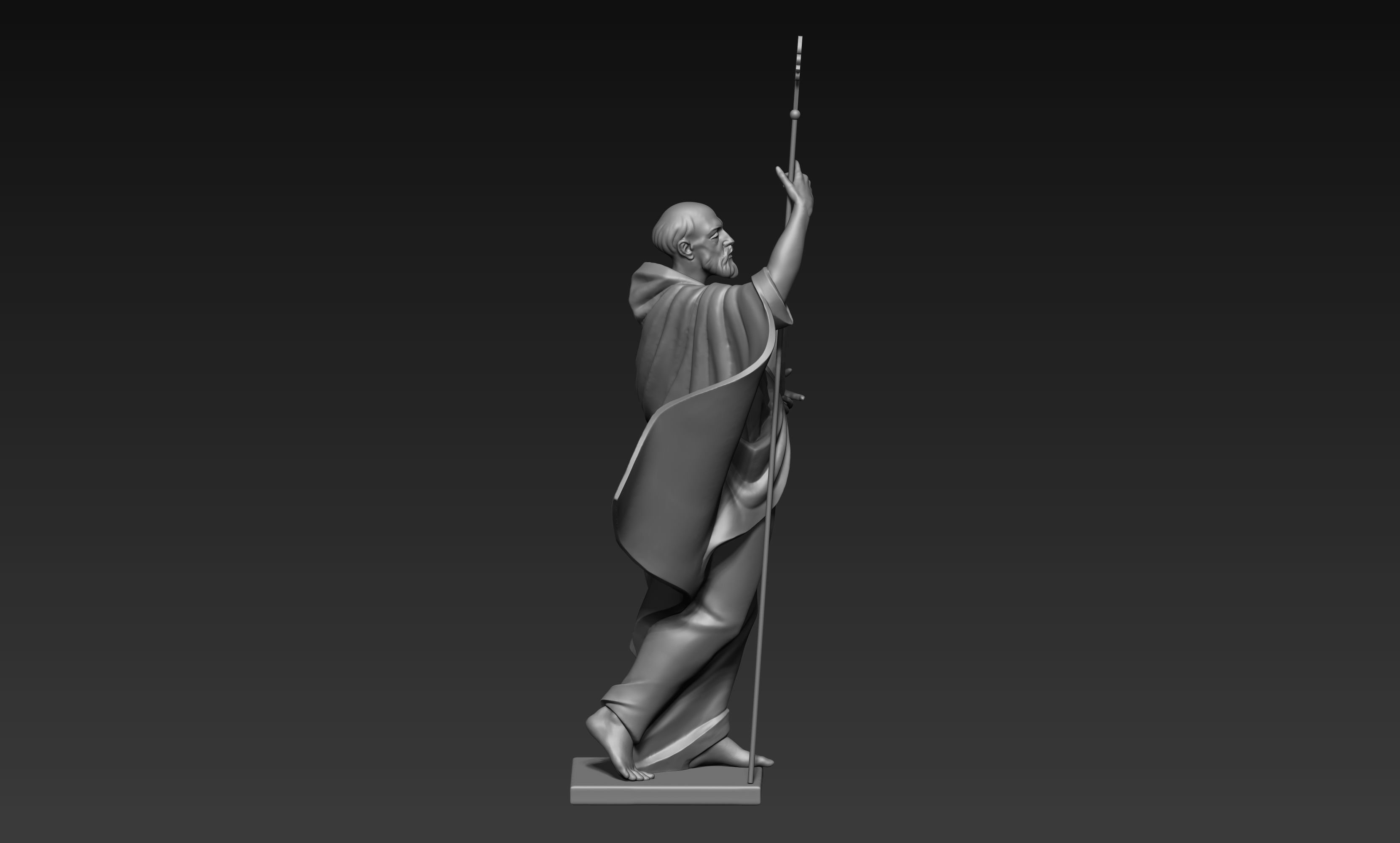 The figure of the holy apostle Jacob with a staff-cross 3D print model_7