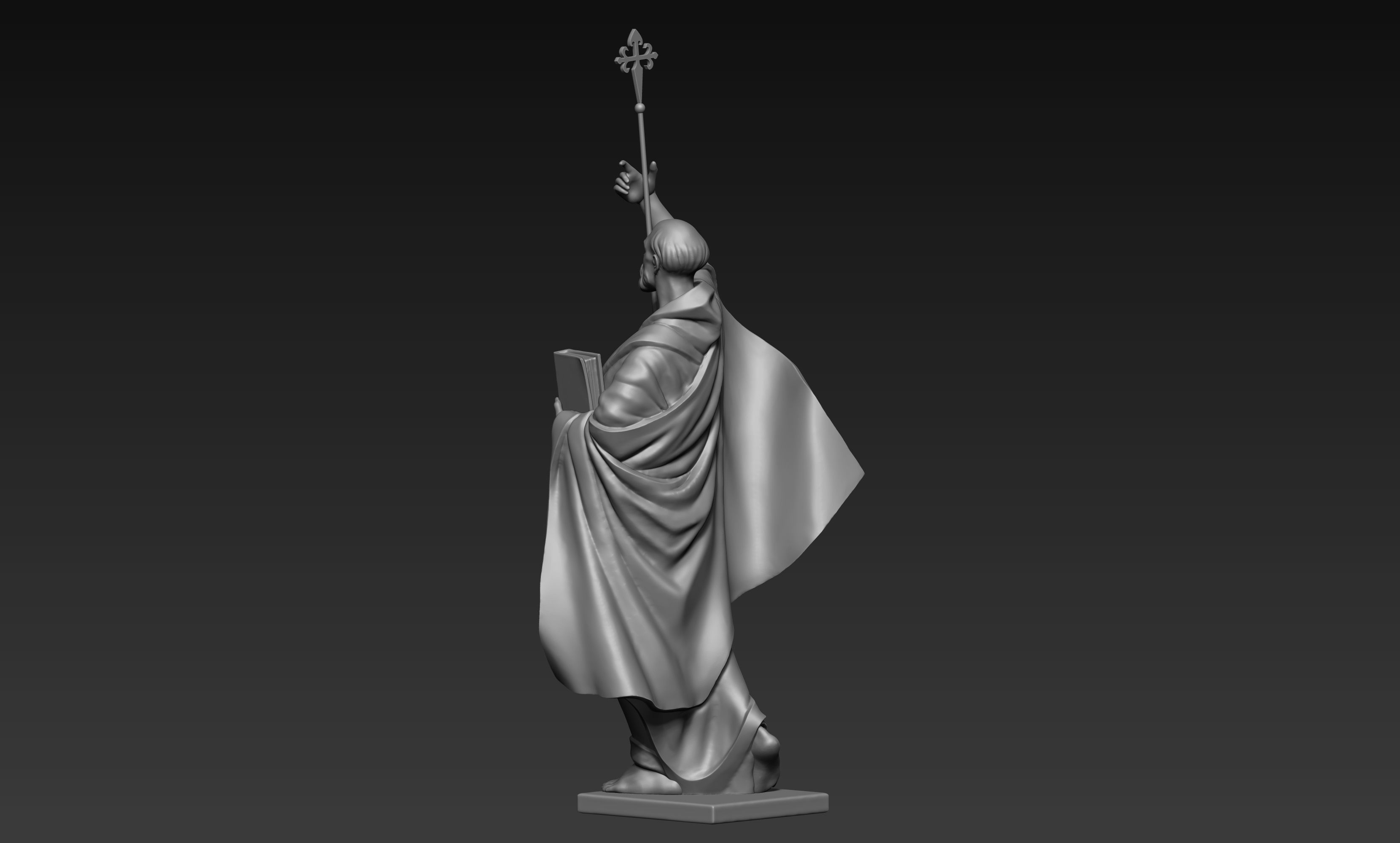 The figure of the holy apostle Jacob with a staff-cross 3D print model_4