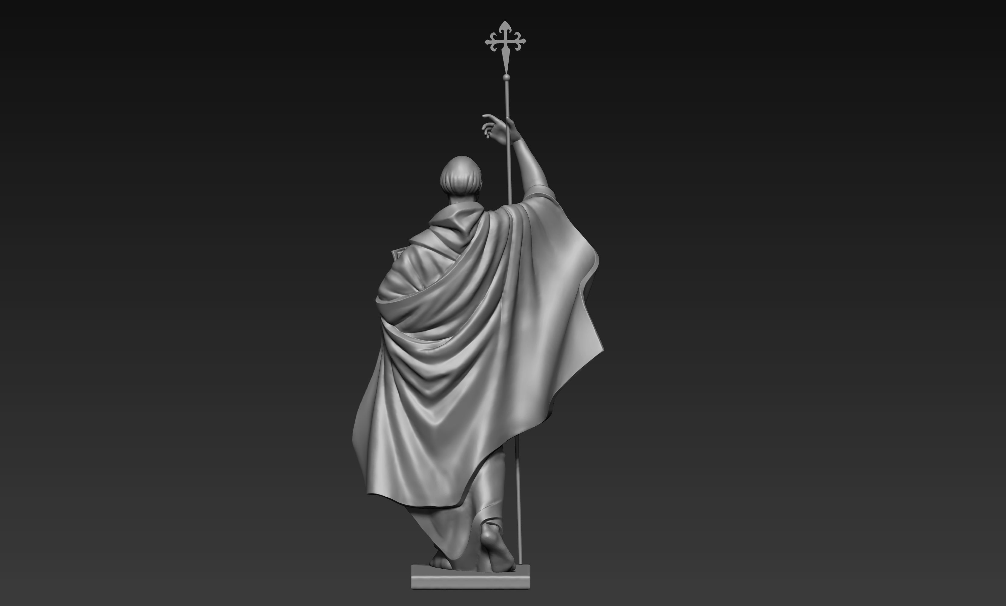 The figure of the holy apostle Jacob with a staff-cross 3D print model_5