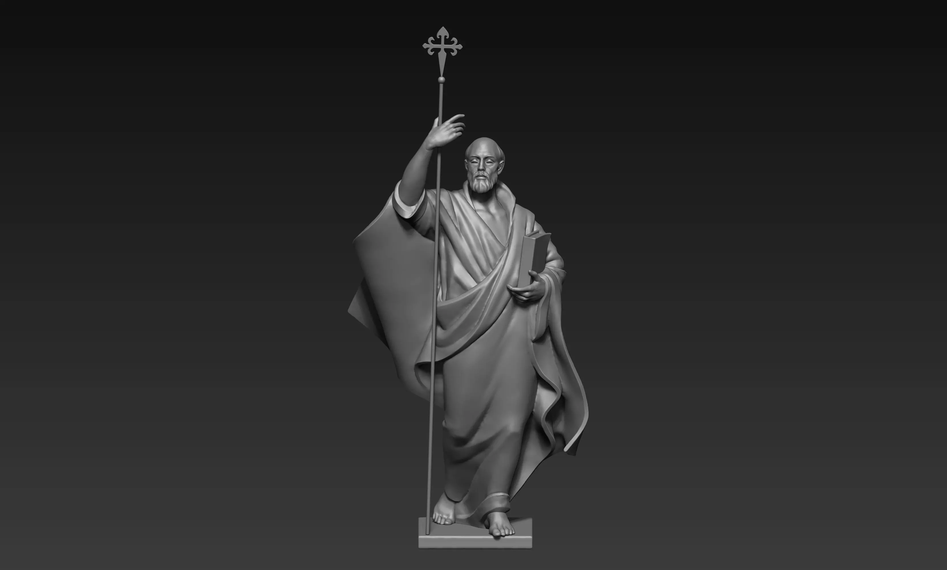 The figure of the holy apostle Jacob with a staff-cross 3D print model_0