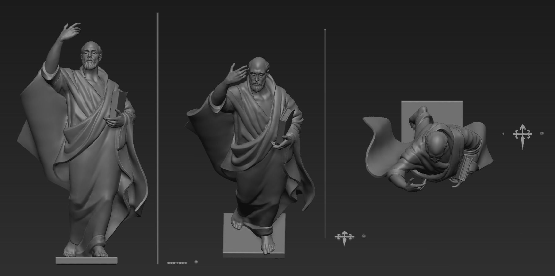 The figure of the holy apostle Jacob with a staff-cross 3D print model_15