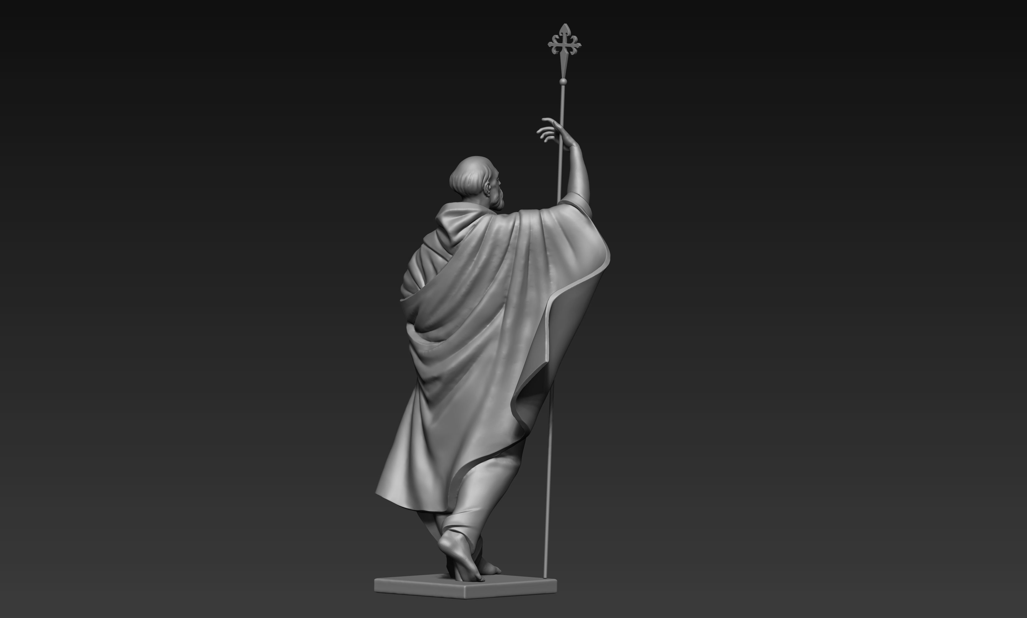 The figure of the holy apostle Jacob with a staff-cross 3D print model_6