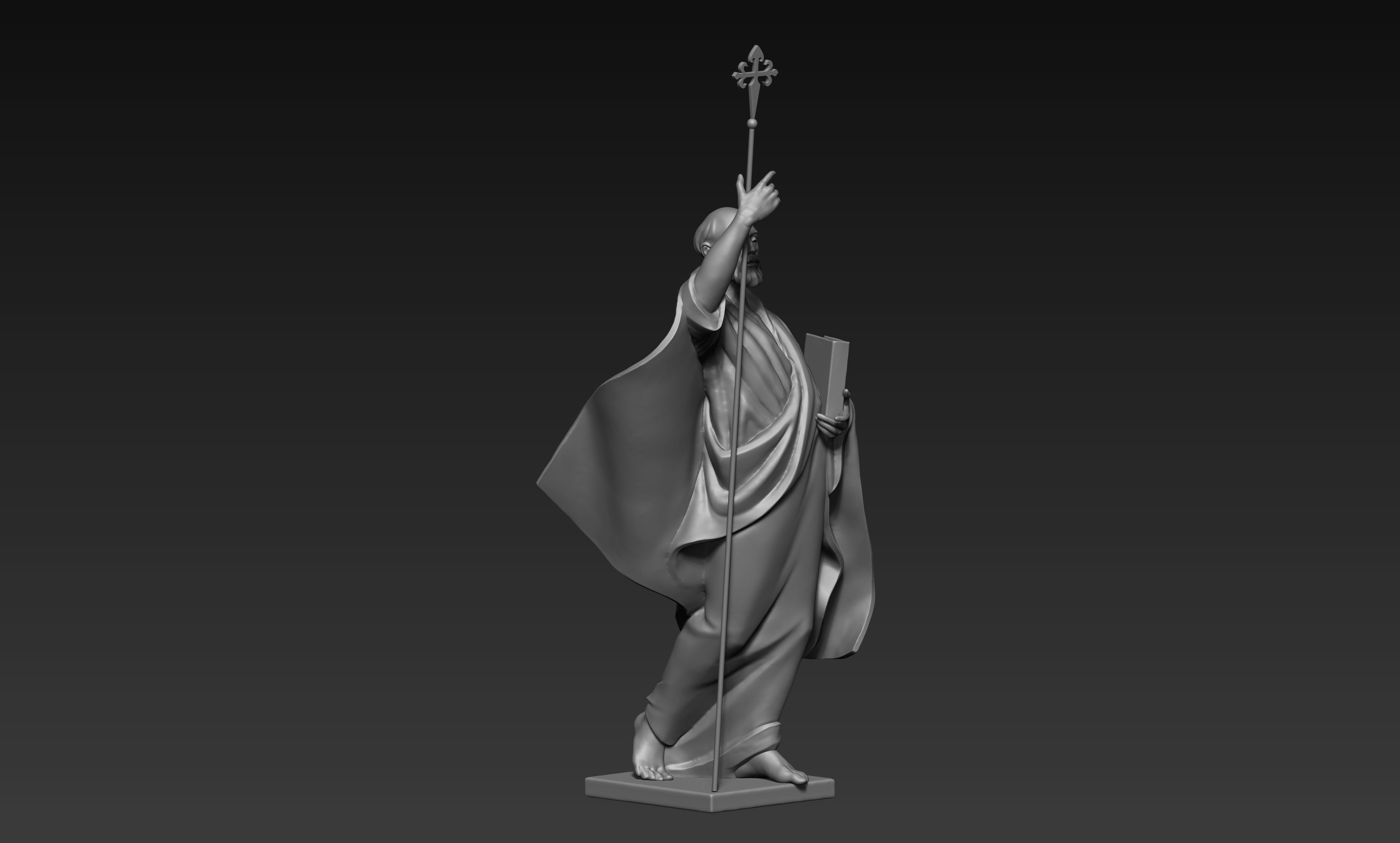 The figure of the holy apostle Jacob with a staff-cross 3D print model_8