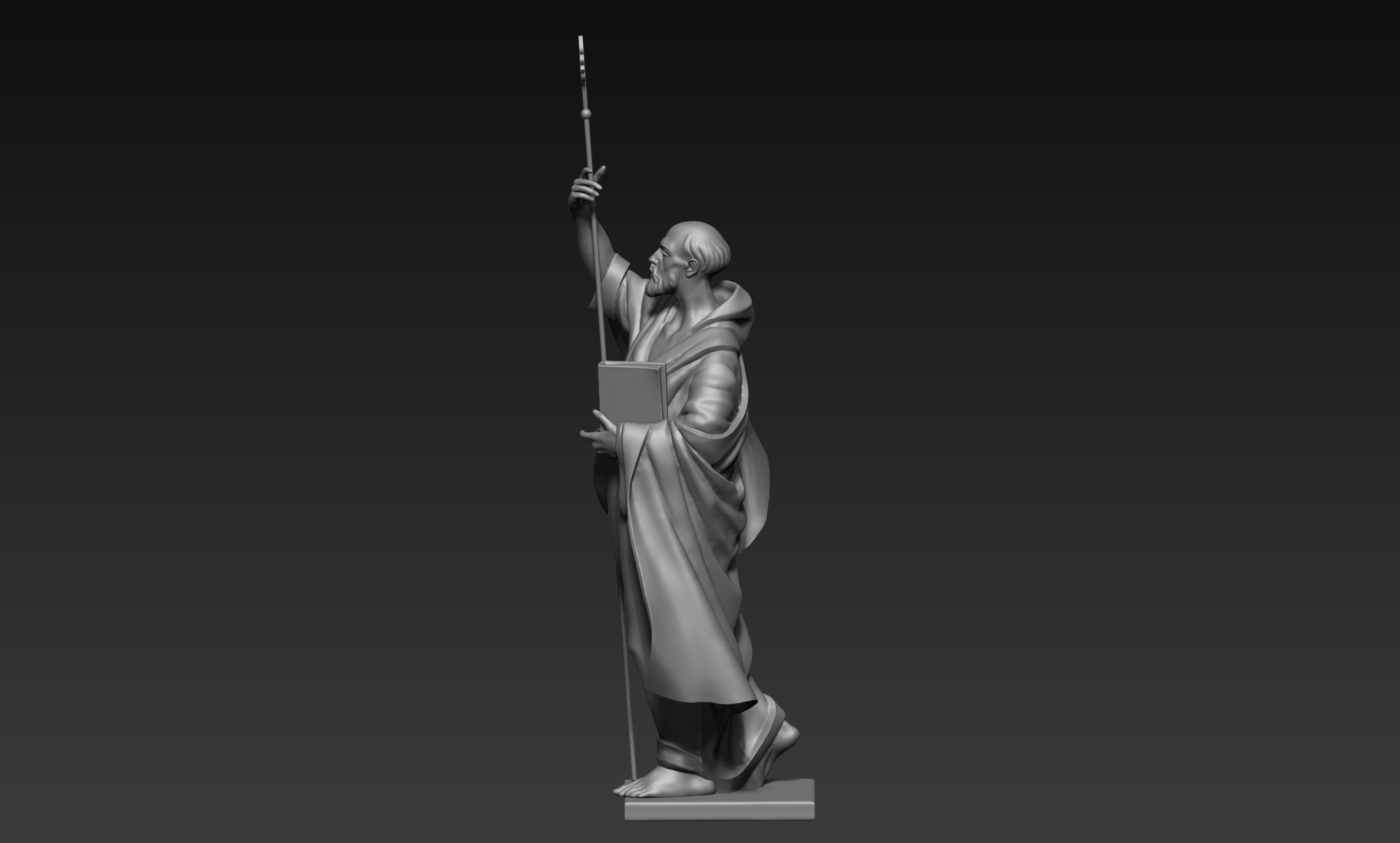 The figure of the holy apostle Jacob with a staff-cross 3D print model_3