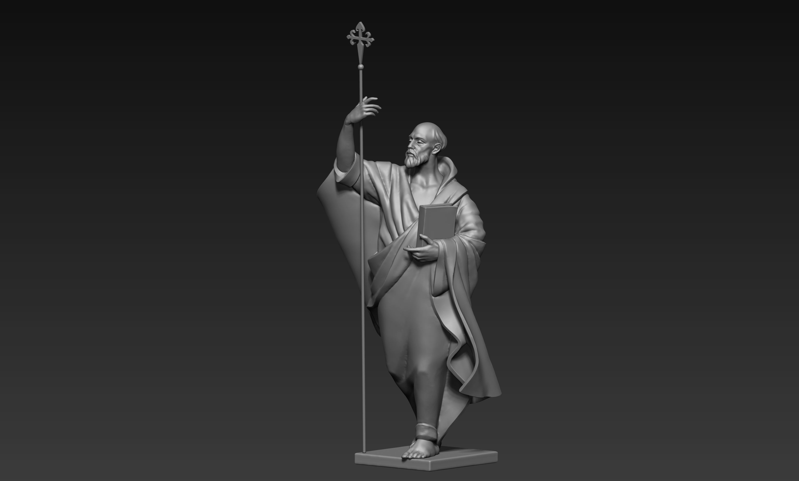 The figure of the holy apostle Jacob with a staff-cross 3D print model_2