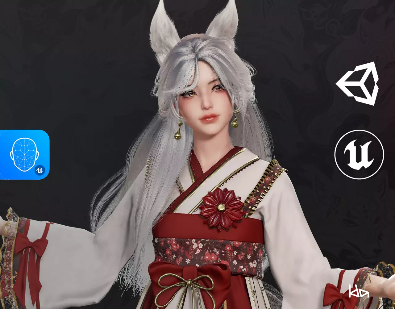 Kitsune Yuna - Game  Ready Low-poly 3D model_0