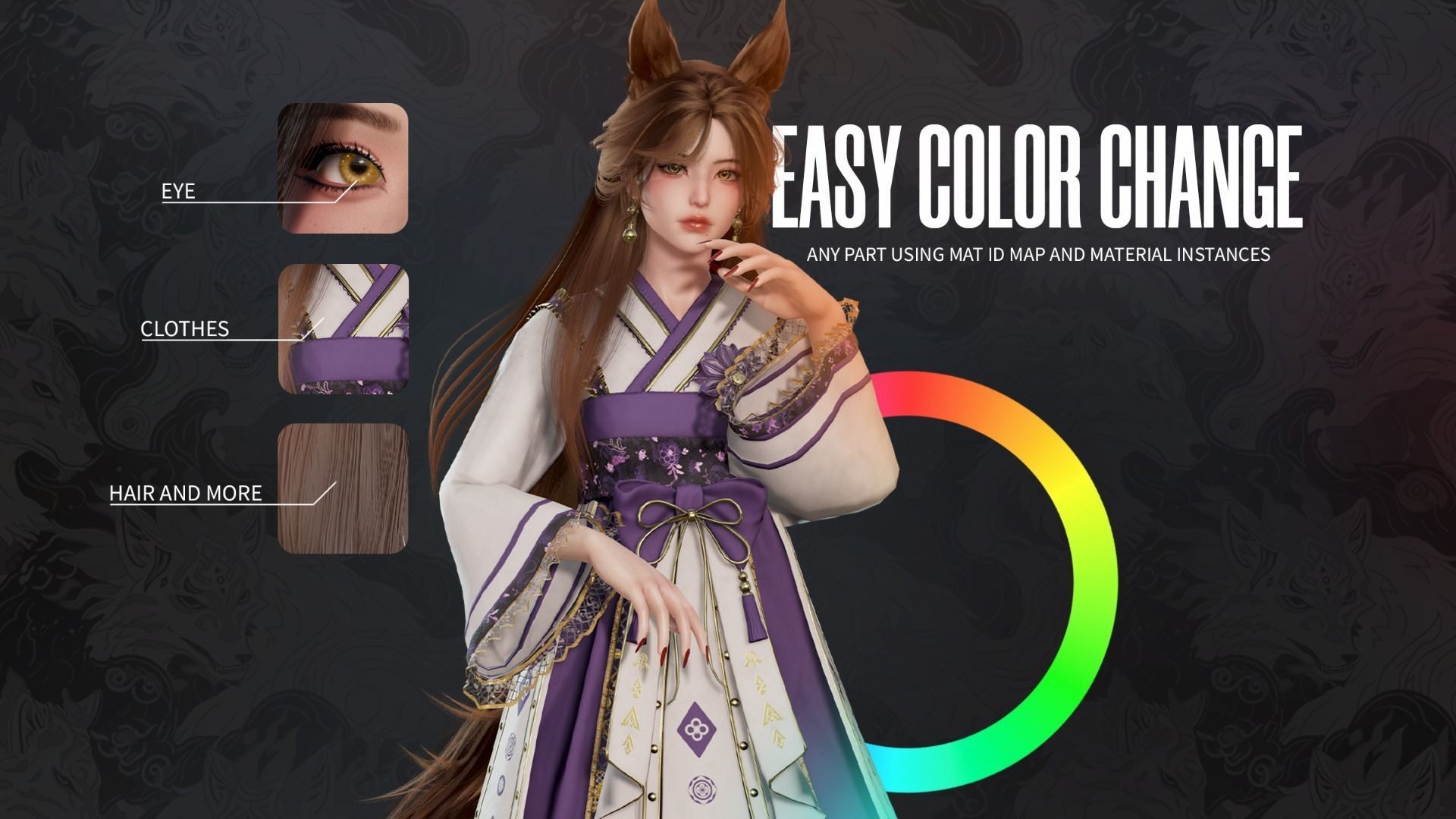 Kitsune Yuna - Game  Ready Low-poly 3D model_7